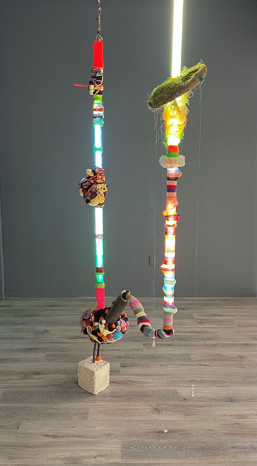 ALEX TRIMINO, Hallucinations of the Insane, 2018
fluorescent tubes, knitting, crochet, fibers and found objects, 125 x 36 x 36 in. (317.5 x 91.4 x 91.4 cm)
TA-C-0028
