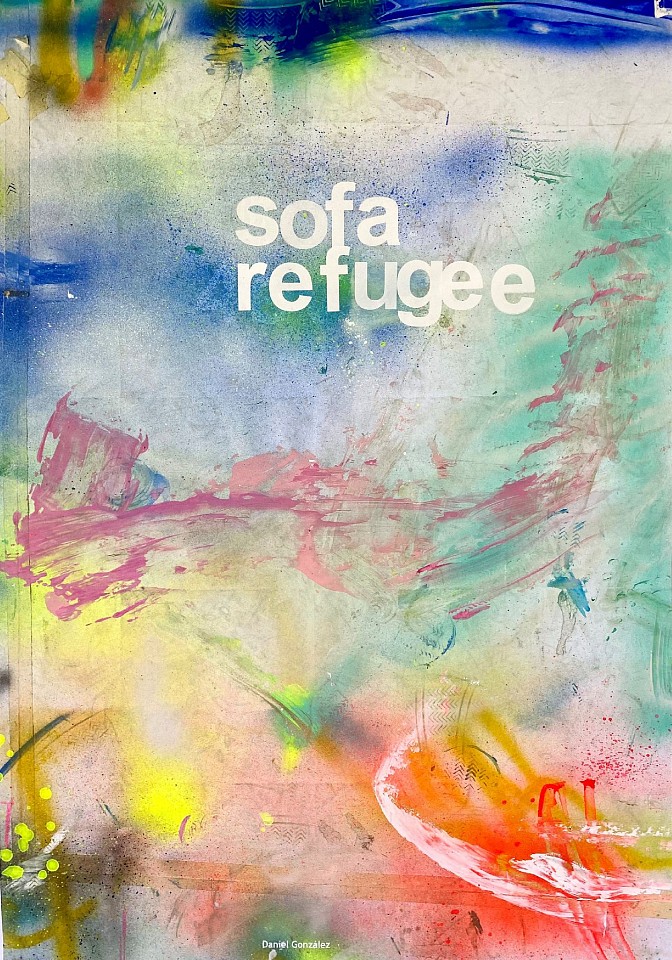 DANIEL GONZALEZ, Poster Paintings, sofa refugee, 2021
silkscreen printing and decanted acrylic paint on paper, 27 1/2 x 39 1/4 in. (70 x 100 cm)
GD-0077