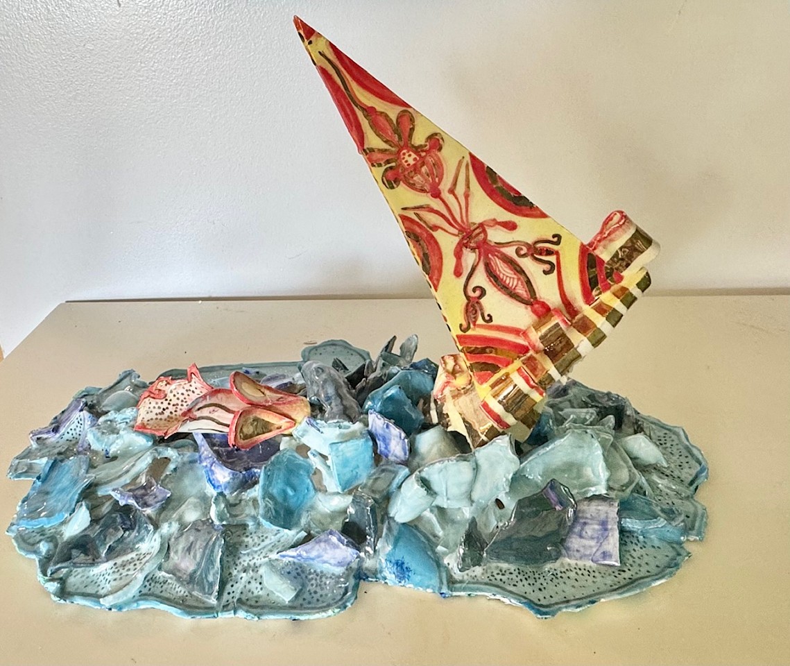 NICOLAS LEIVA, BARCA, 2020
Majolica, mother pearl and gold, 12 1/2 x 19 x 11 in. (31.8 x 48.3 x 27.9 cm)
NL--C0016