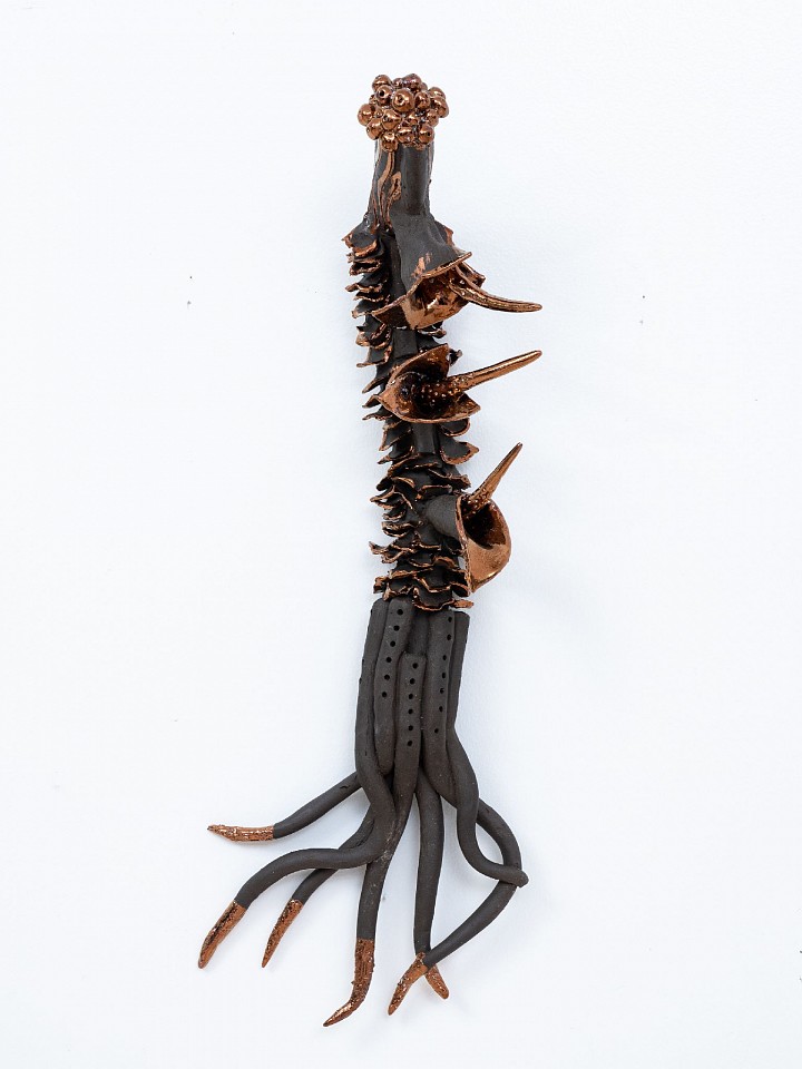 NICOLAS LEIVA, FLOWER, 2024
Black clay and cooper, 5 x 23 x 8 in. (12.7 x 58.4 x 20.3 cm)
NL--C0021